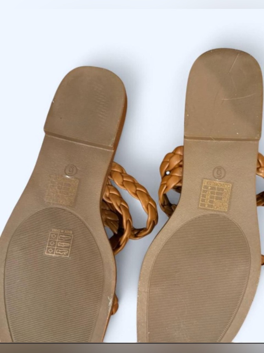 Braided Strap Tan Women's Square Tows Slide Sandals | boho effortless festival - Picture 2 of 4
